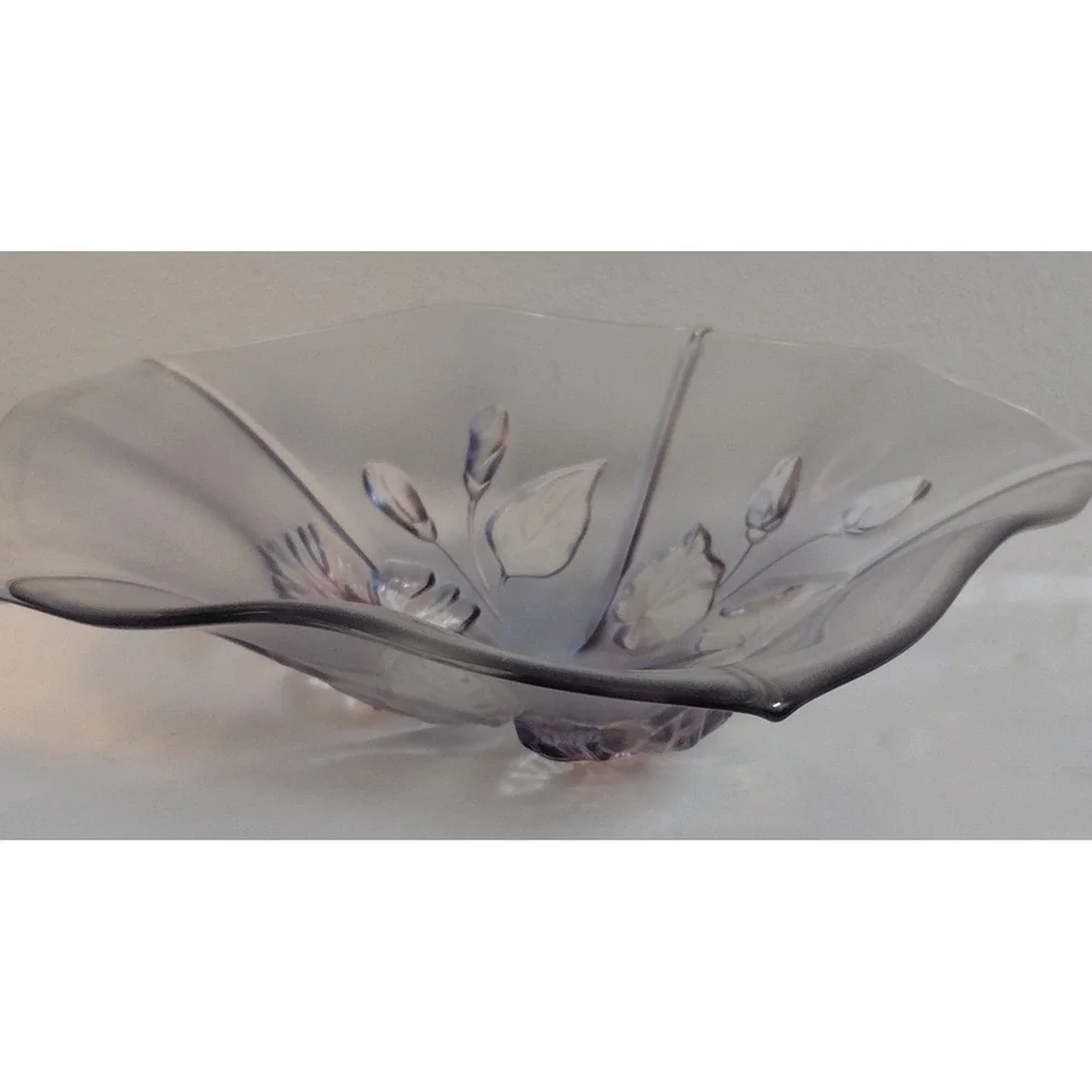 Vintage Mikasa Crystal Calypso Fruit Bowl Frosted Floral Walther Glas Germany